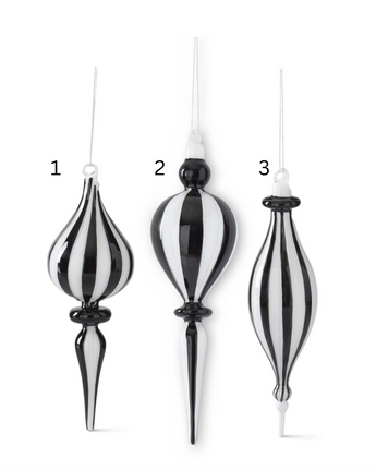 Striped Glass Finial Ornaments (Sold Separately)