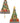 Two decorative Christmas tree wall hangings on a white background. Each tree is gold-toned with multicolored ornaments, a gold star topper, wrapped presents, and a black-and-white checkered base with a gold hanging stem.