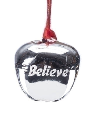 2" "Believe" Silver Bell Ornament