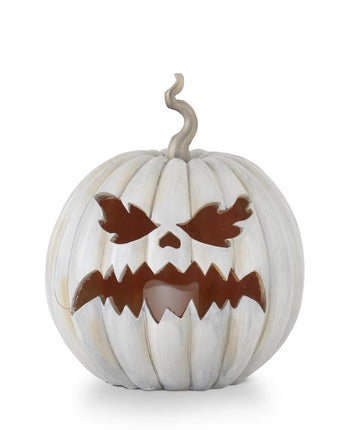 15.5" Gray Resin LED Flicker Flame Jack-O-Lantern