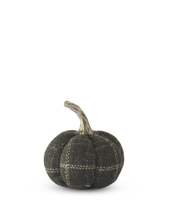 Green & Tan Plaid Fabric Pumpkin (Sold Separately)