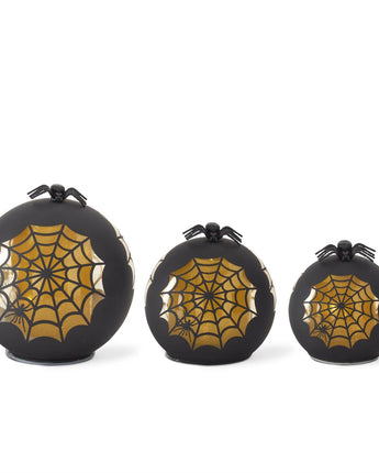 Black & Gold Laser Engraved Spider Web LED Globes (Sold Separately)