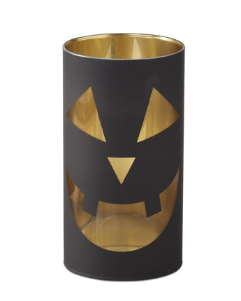 7.75" Black Jack-O-Lantern Glass Candle Slip Cover