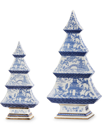 Blue Chinoiserie Trees (Set of 2)