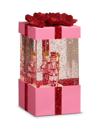 7.75" Blushing Nutcracker Present Water Globe