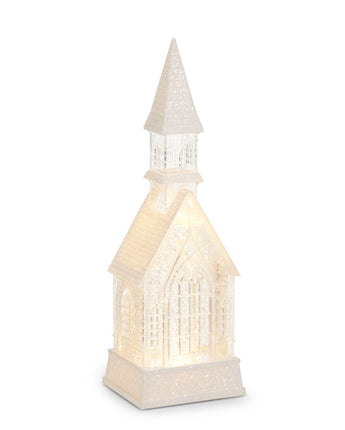 16" Lighted Swirling Glitter Church