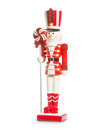 25" Lighted Peppermint Snowman Nutcracker