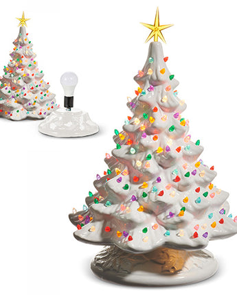 16.5" Lighted Vintage White Tree