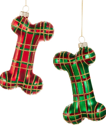 5" Plaid Dog Bone Ornament (Sold Separately)