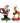 Decorative figurines of Santa Claus and a reindeer with wreaths on a white background