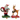 Decorative figurines of Santa Claus and a reindeer with wreaths on a white background