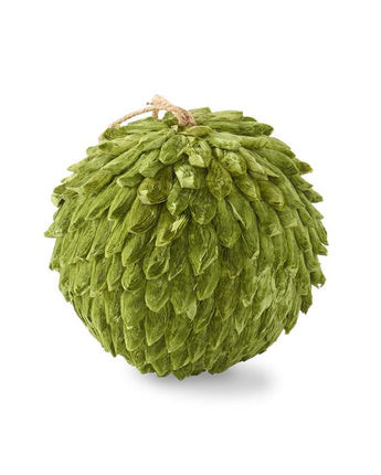 6" Green Petal Leaf Ball Ornament