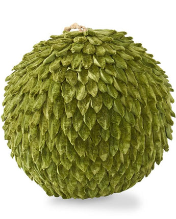 8" Green Petal Leaf Ball Ornament