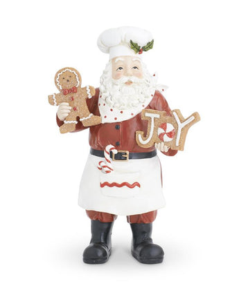 11.5" Resin Chef Santa Holding Cookies