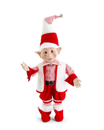 17.75" Posable Elf in Red Velvet with Bells