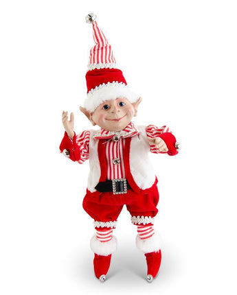 22" Posable Elf in Red Velvet with Bells