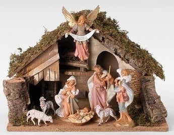 7.5" Scale Nativity with Italian Stable (Set of 8)