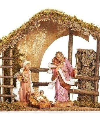 12" Scale Nativity with Lighted Italian Stable (Set of 3)
