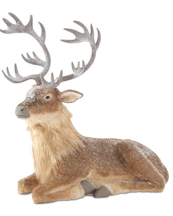 36.25" Glittered Snowy Laying Reindeer