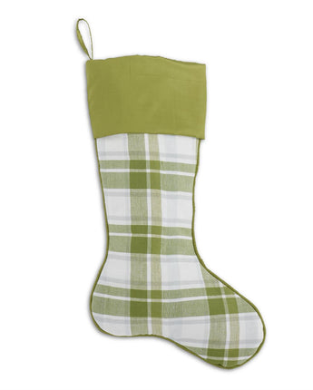 19" Green & White Plaid Stocking
