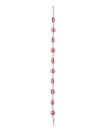 46" Red & White Striped Glass Ornament Garland