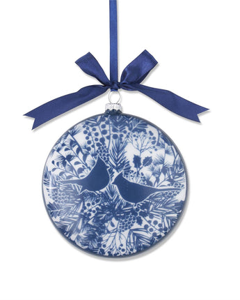 5" Blue & White Floral Print Ornament