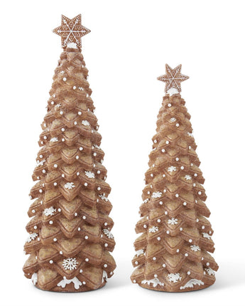 Glittered Resin Gingerbread Cookie Trees (Set of 2)