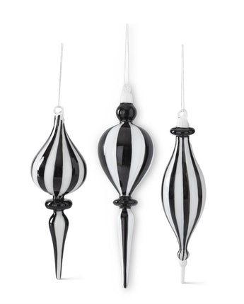 Striped Glass Finial Ornaments (Sold Separately)
