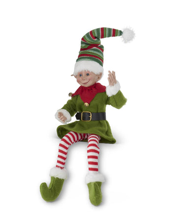 21" Red & Light Green Posable Christmas Elf