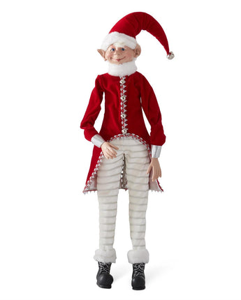 42" Posable Elf with White Pants & Red Coat