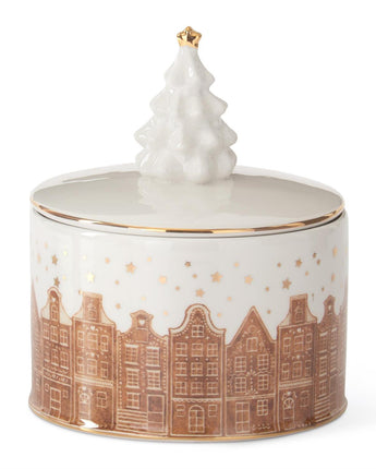 7.25" Holiday Container with Christmas Tree Lid