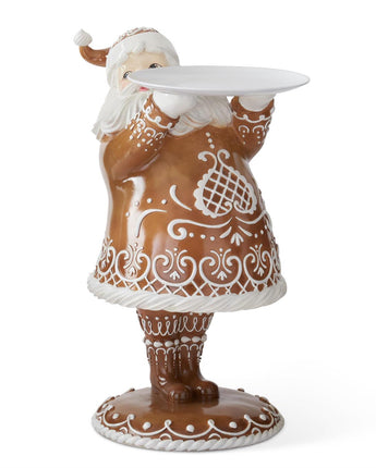 23.5" Resin Gingerbread Santa with Tray