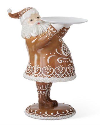 23.5" Resin Gingerbread Santa with Tray
