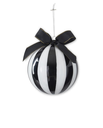 5" Black & White Glass Round Ornament
