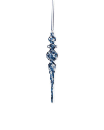 8.5" Blue & Clear Glass Finial Ornament