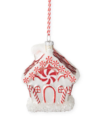 5" Red & White Peppermint Candy House Ornament