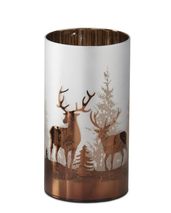7.75" Deer Winter Scene Candle Slip Cover