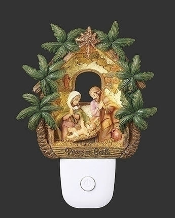 6" Holy Family with Palm Trees Nightlight