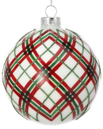 4.5" Glass Plaid Ornament (Sold Separately)