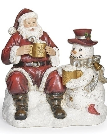 6" Santa and Snowman Drinking Cocoa
