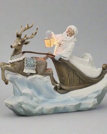 7" Lighted Santa's Sleigh with Reindeer