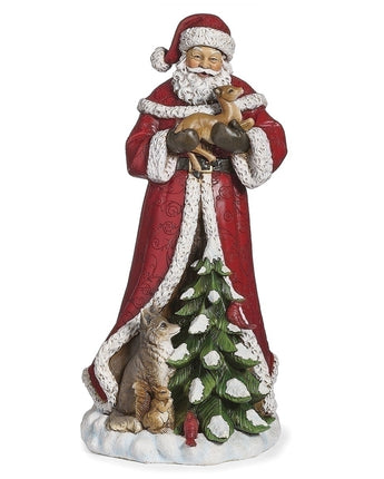 19" Santa Holding Baby Deer