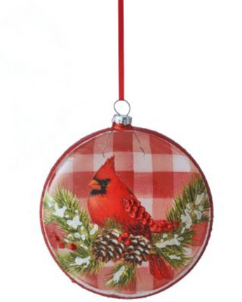 5" Glass Plaid Cardinal Disk (Sold Separately)