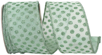 2.5" AQUA MESH DELUXE GLITTER DOTS RIBBON