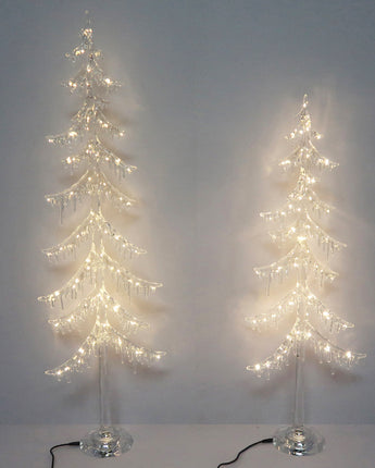 Lighted Frosted Icicle Trees (Set of 2)