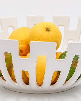 White Glazed Ceramic Cutout Bowls