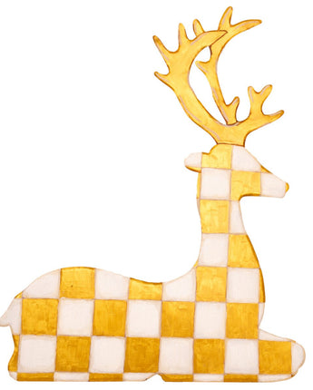34" Resting Gold Checked Deer