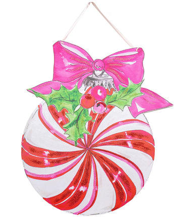 22.5" Beck's Vintage Candy Cane Ball Door Hanger