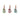 Three small guitar-shaped ornaments hanging vertically on a plain white background. Each ornament has a glittery body in a different color: green, pink, and blue, with metallic necks and white headstocks featuring the text 'MUSIC IS MY RADIO'.