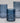 Blue Glass Cylinder Vases with Inlayed Strips